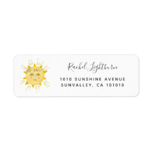 Cute Yellow Watercolor Sunshine Baby Shower Invite Label