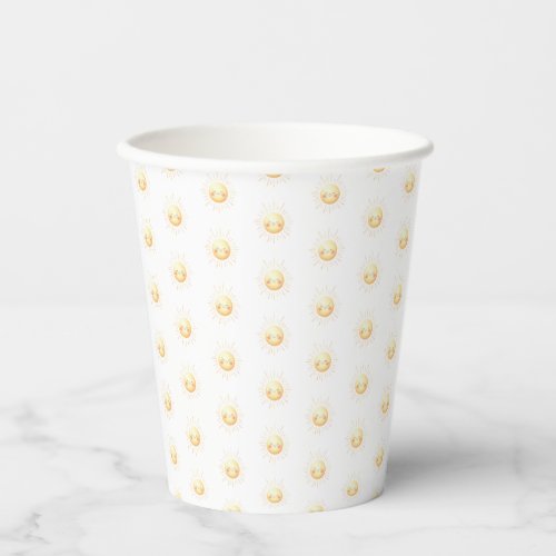 Cute Yellow Watercolor Sunshine Boho Whimsical Paper Cups