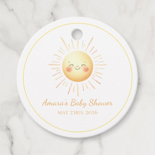 Cute Yellow Watercolor Sunshine Gender Neutral  Favor Tags