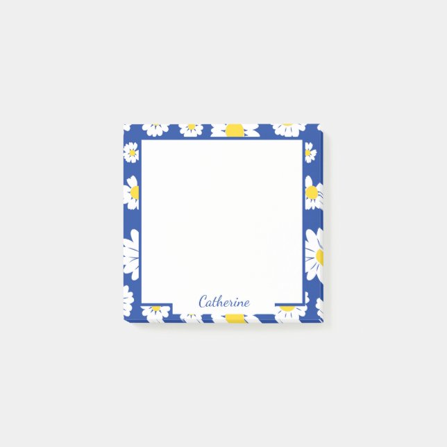 Cute Yellow White Daisy Floral Flowers Personalize Post-it Notes (Front)
