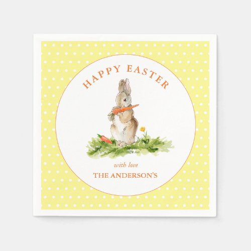 Cute Yellow  White Easter Bunny  Napkins