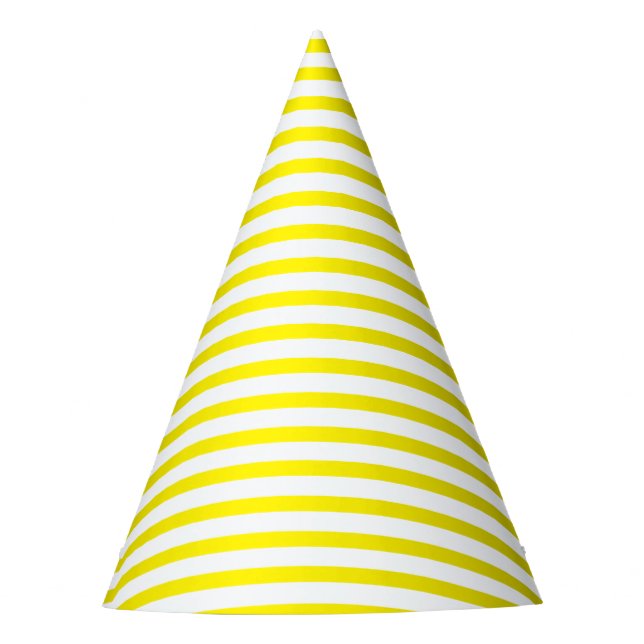 Cute yellow & white stripes pattern modern fun party hat (Front)