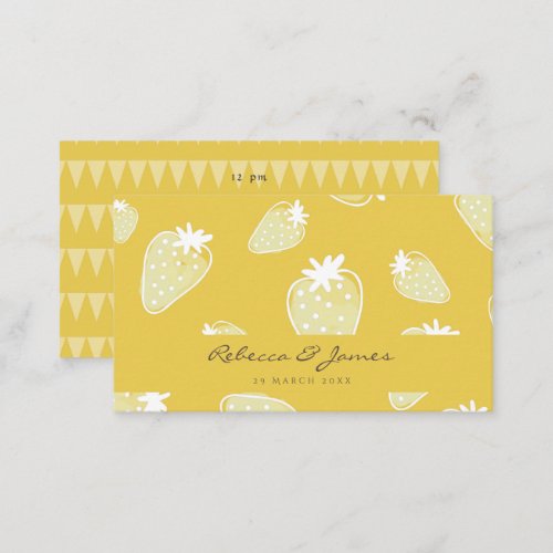 CUTE YELLOW WHITE WATERCOLOR STRAWBERRIES wedding Business Card