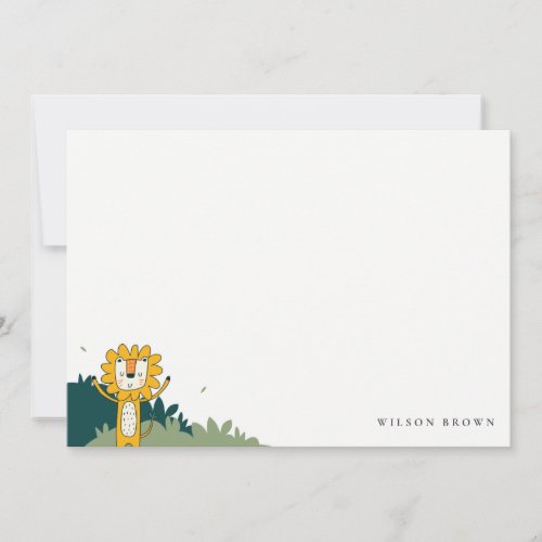 Cute Yellow Wild Jungle Animal Lion Kids Birthday Note Card