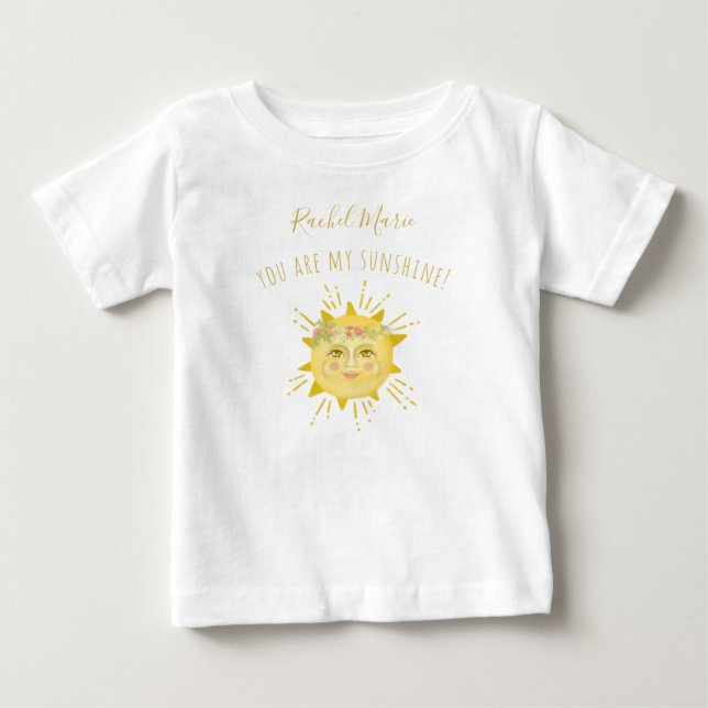 Cute Yellow You Are My Sunshine Baby Shower Gift T-Shirt (Front)