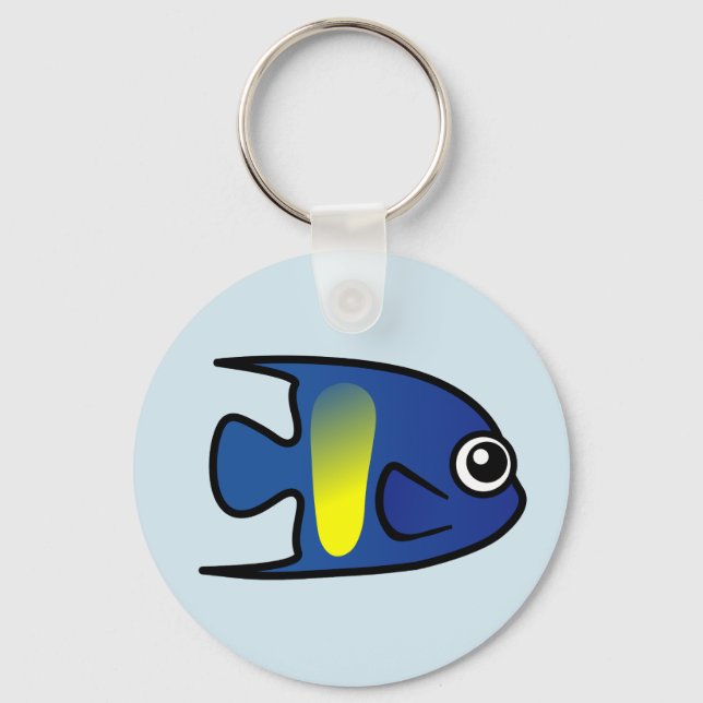 Cute Yellowbar Angelfish Keychain (Front)