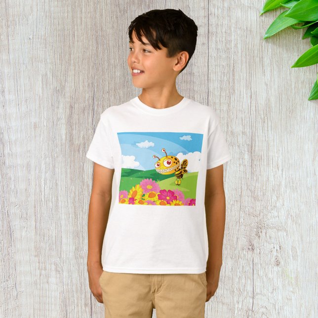  Cute Yet Creepy Monster Bee in a Flower Field  T-Shirt (Creator Uploaded)