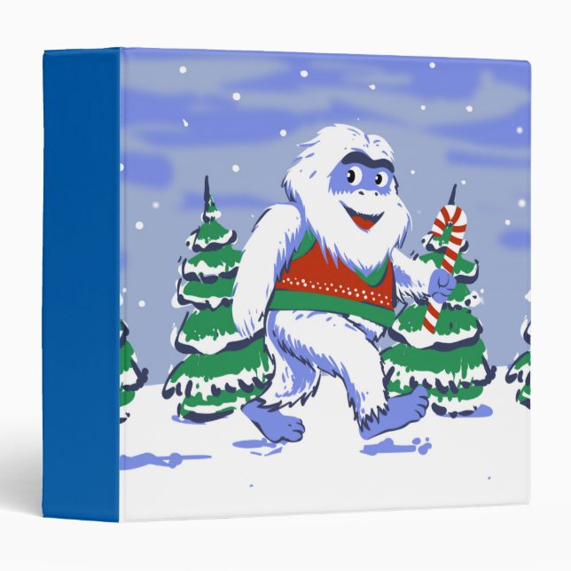 Cute yeti christmas in forest 3 ring binder (Front/Spine)