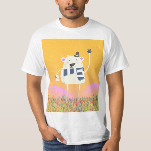 Cute Yeti With a nice hot mug of Tea T_Shirt