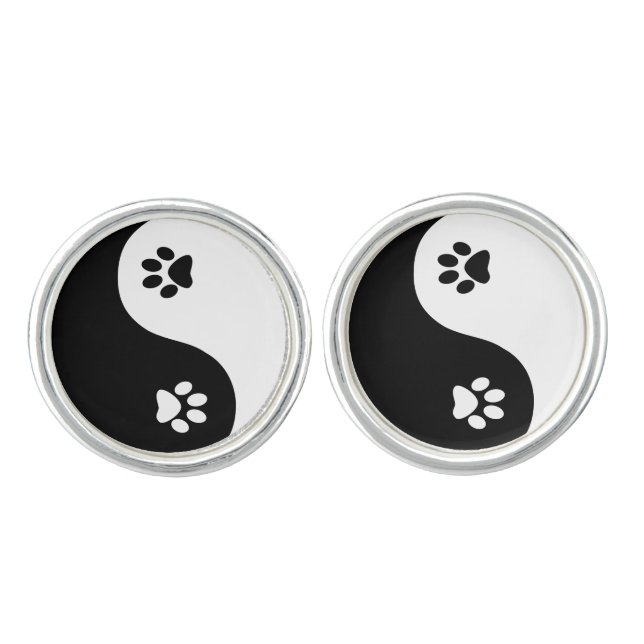 Cute Yin Yang Paws Cufflinks (Front)