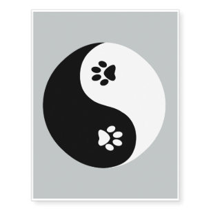 Cute Yin Yang Paws Temporary Tattoo