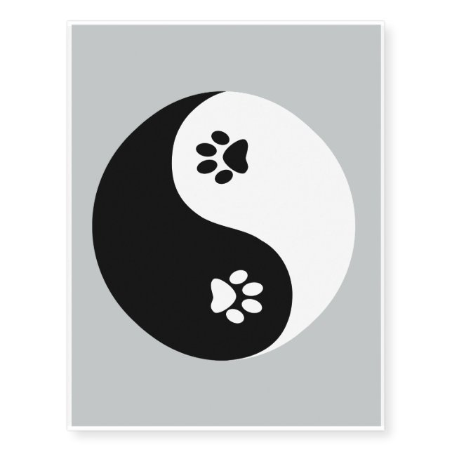 Cute Yin Yang Paws Temporary Tattoo (Front)