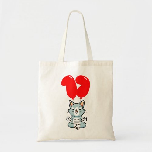 Cute Yoga Cat 17Th Birthday Kids Balloon Partypng Tote Bag