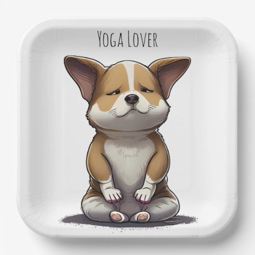 Cute Yoga Dog _ AI Paper Plates