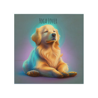 Cute Yoga Dog - AI Wood Wall Art