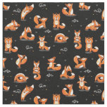 cute yoga foxes funny black fabric
