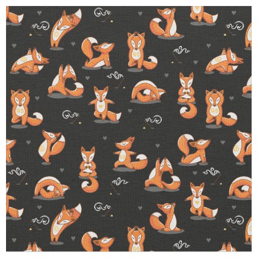 cute yoga foxes funny black fabric