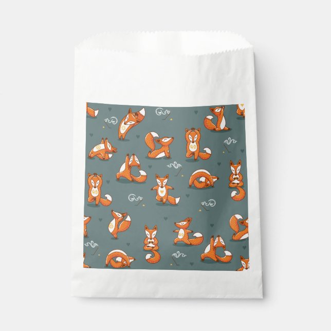 cute yoga foxes funny green favor bag (Front)