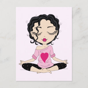 Cute Yoga Girl   Black Hair Postcard