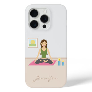 Cute Yoga Girl Doing The Lotus Pose Illustration iPhone 15 Pro Case