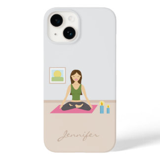 Cute Yoga Girl Doing The Lotus Pose Illustration Case-Mate iPhone 14 Case