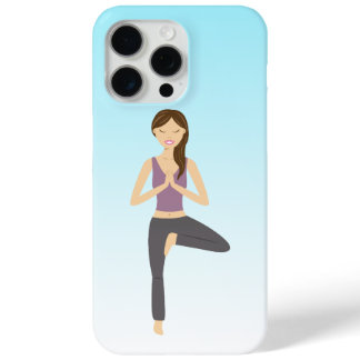 Cute Yoga Girl Doing The Tree Pose Illustration iPhone 15 Pro Max Case
