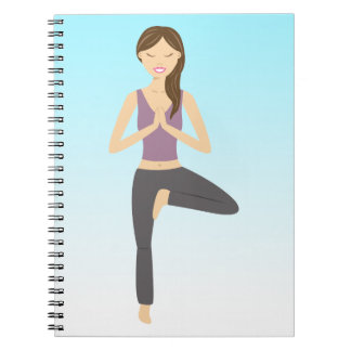 Cute Yoga Girl Doing The Tree Pose Illustration Notebook