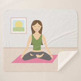 Cute Yoga Girl In A Pretty Room Illustration Sherpa Blanket