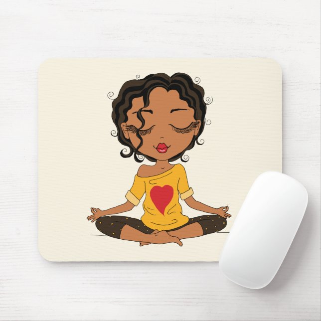 Cute Yoga Girl Mouse Pad (With Mouse)