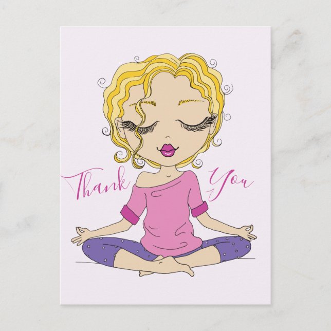 Cute Yoga Girl Pose Thank You | Blonde Postcard (Front)