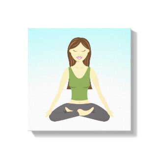 Cute Yoga Girl Sitting In Lotus Pose Illustration Canvas Print