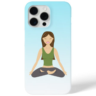 Cute Yoga Girl Sitting In Lotus Pose Illustration iPhone 15 Pro Max Case