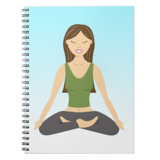 Cute Yoga Girl Sitting In Lotus Pose Illustration Notebook