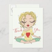 Cute Yoga Girl Thank You | Blonde Hair Postcard (Front/Back)