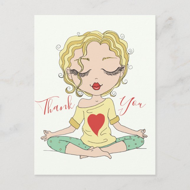 Cute Yoga Girl Thank You | Blonde Hair Postcard (Front)