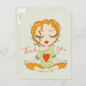 Cute Yoga Girl Thank You | Orange Hair Postcard (Front/Back)