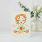 Cute Yoga Girl Thank You | Orange Hair Postcard (Standing Front)
