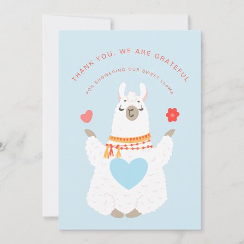 Cute Yoga Llama Baby Shower Thank You Card
