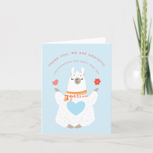 Cute Yoga Llama Baby Shower Thank You Card