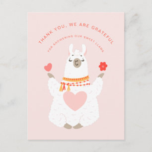 Cute Yoga Llama Baby Shower Thank You Postcard