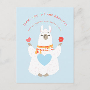 Cute Yoga Llama Baby Shower Thank You Postcard
