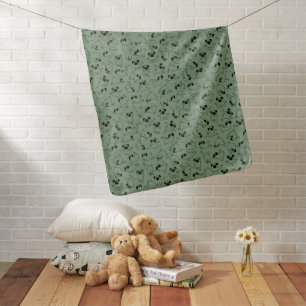 cute yoga pet dog pattern green background baby blanket