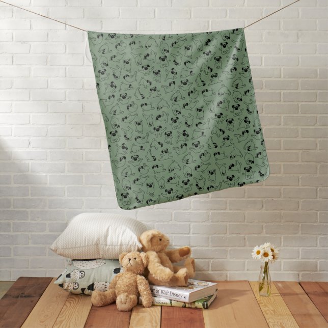 cute yoga pet dog pattern green background baby blanket (In Situ)