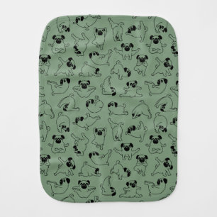 cute yoga pet dog pattern green background baby burp cloth