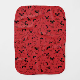 cute yoga pet dog pattern red background baby burp cloth