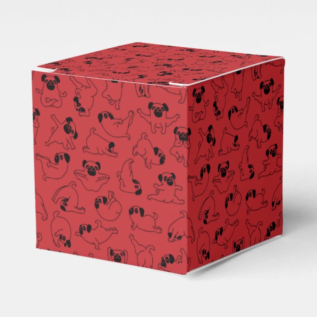 cute yoga pet dog pattern red background favor boxes (Front Side)