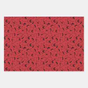 cute yoga pet dog pattern red background wrapping paper sheets