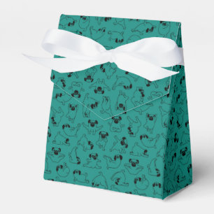 cute yoga pet dog pattern turquoise background favor boxes