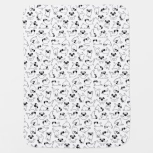 cute yoga pet dog pattern white background baby blanket