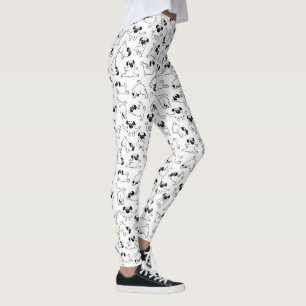 cute yoga pet dog pattern white background leggings